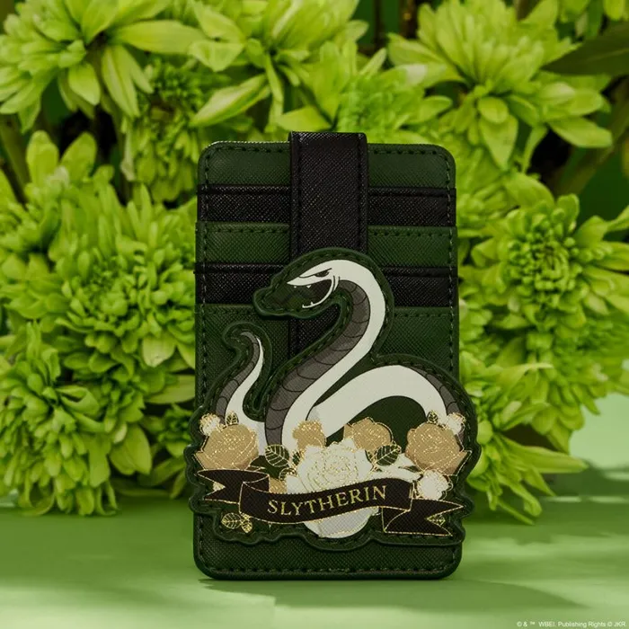 Harry Potter Slytherin House Floral Tattoo Card Holder Unisex Loungefly Bags and Wallets Harry Potter Slytherin House Floral Tattoo Card Holder Unisex Loungefly Bags and Wallets