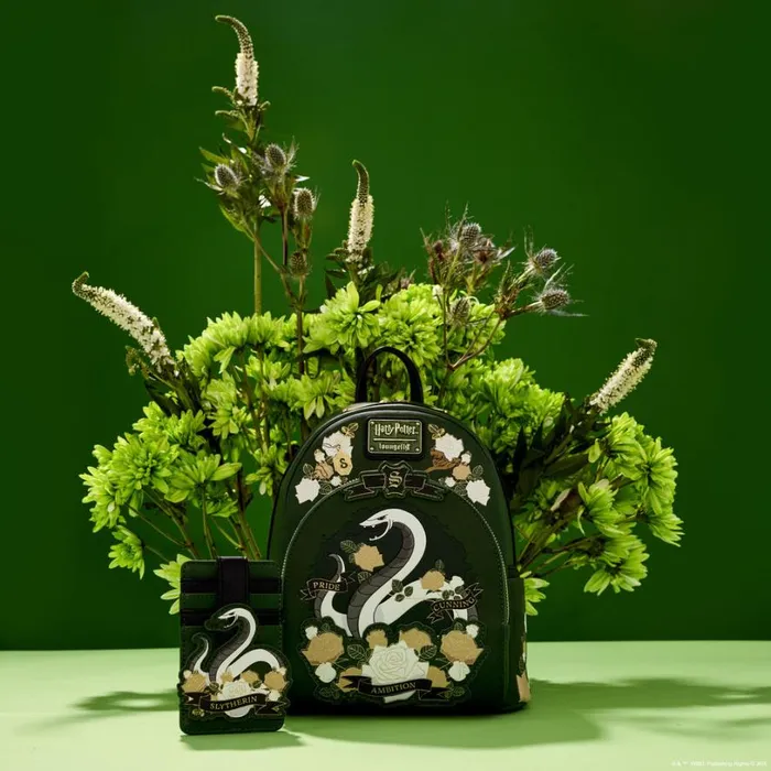 Harry Potter Slytherin House Floral Tattoo Card Holder Unisex Loungefly Bags and Wallets Harry Potter Slytherin House Floral Tattoo Card Holder Unisex Loungefly Bags and Wallets