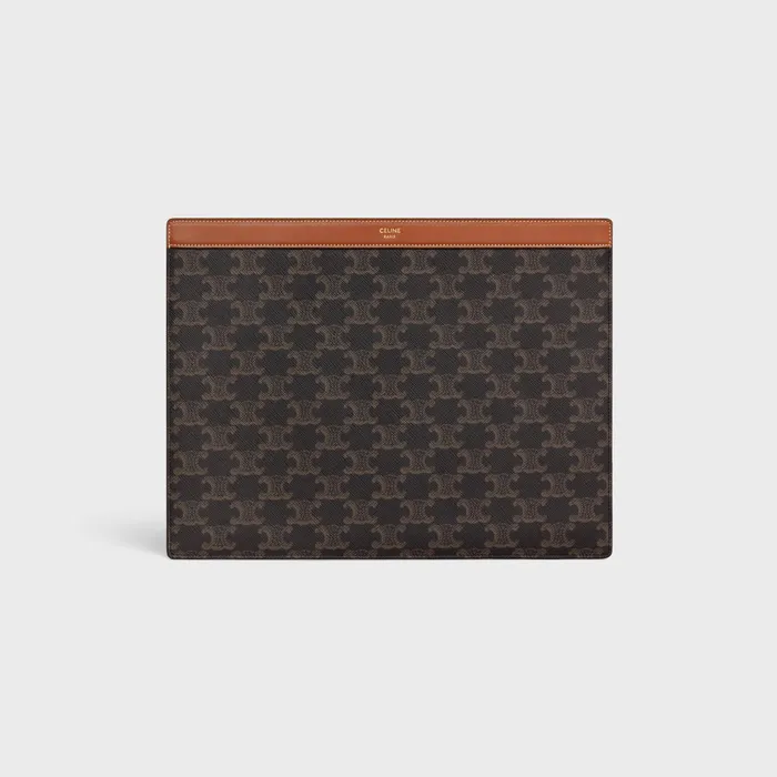 Ipad Pro Sleeve In Triomphe Canvas And Calfskin Tan Men CELINE TRIOMPHE CANVAS