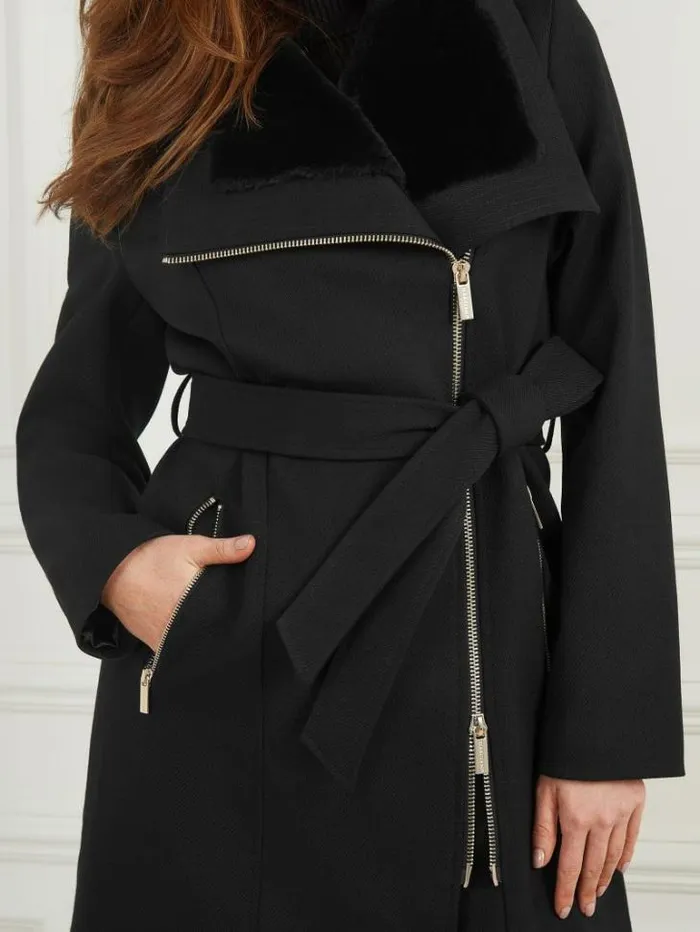 Jackets Women Marciano Ambra WoolBlend Coat Jet Black Multi Jackets Women Marciano Ambra WoolBlend Coat Jet Black Multi