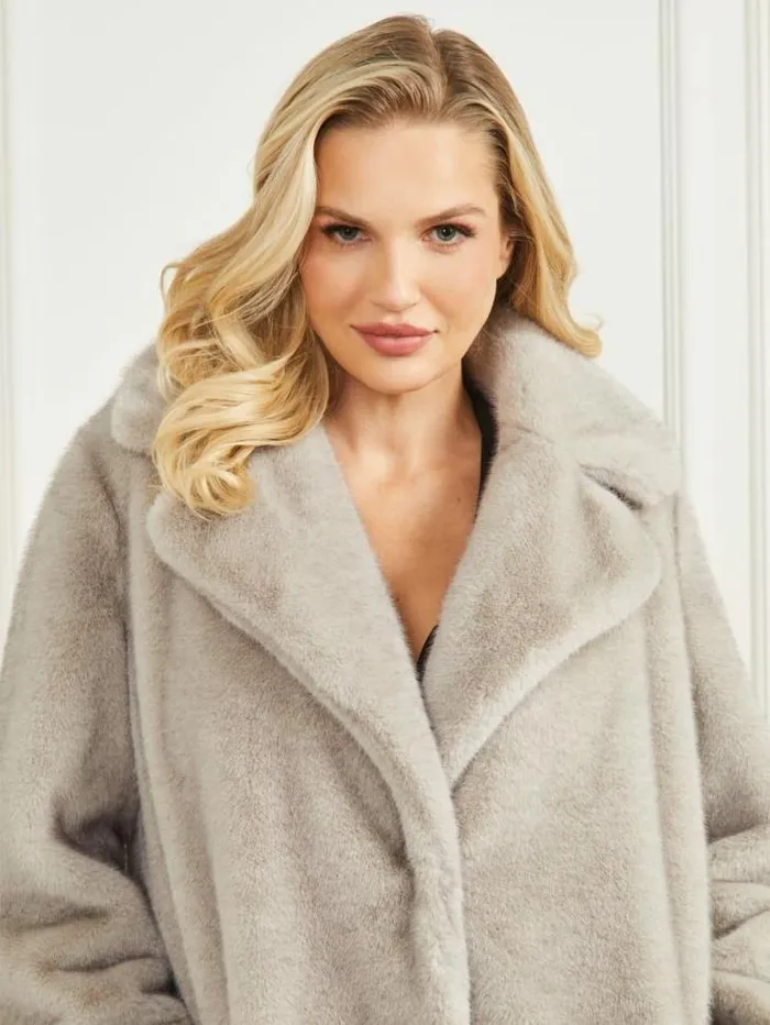 Jackets Women Marciano Bianca FauxFur Coat Grey Pearl Multi Jackets Women Marciano Bianca FauxFur Coat Grey Pearl Multi