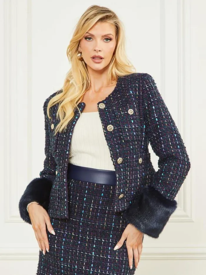 Jackets Women Marciano Secret Tweed Jacket Satellite Purple Multi