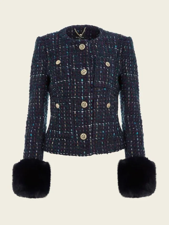 Jackets Women Marciano Secret Tweed Jacket Satellite Purple Multi Jackets Women Marciano Secret Tweed Jacket Satellite Purple Multi