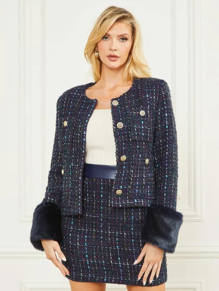 Jackets Women Marciano Secret Tweed Jacket Satellite Purple Multi Jackets Women Marciano Secret Tweed Jacket Satellite Purple Multi