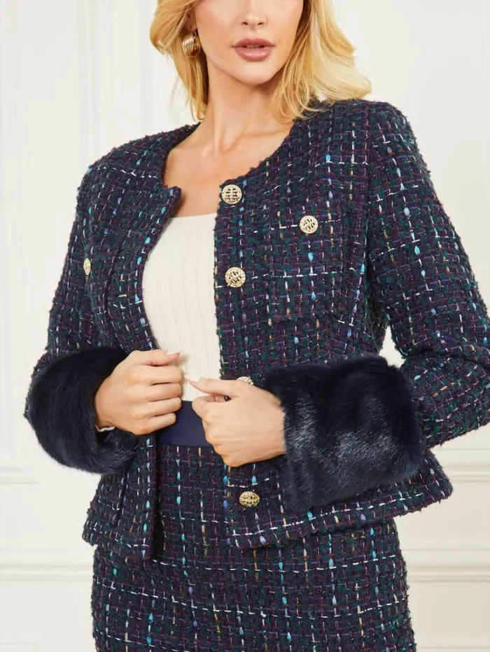 Jackets Women Marciano Secret Tweed Jacket Satellite Purple Multi Jackets Women Marciano Secret Tweed Jacket Satellite Purple Multi