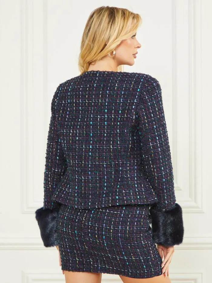Jackets Women Marciano Secret Tweed Jacket Satellite Purple Multi Jackets Women Marciano Secret Tweed Jacket Satellite Purple Multi