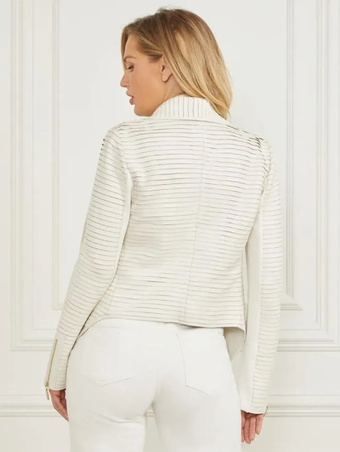 Jackets Women Marciano Shayna Drape Leather Jacket Pale Pearl Jackets Women Marciano Shayna Drape Leather Jacket Pale Pearl
