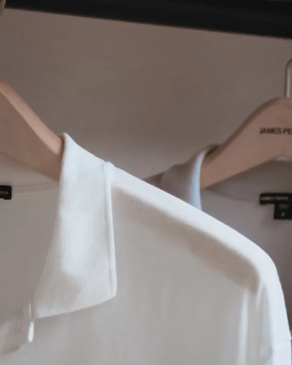 James Perse PolosNovelty Tops Luxe Lotus Jersey Long Sleeve Polo White 8211 Men