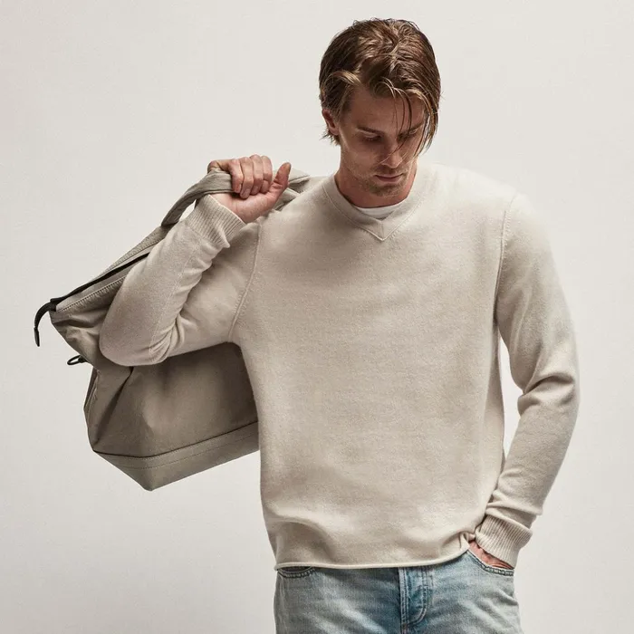 James Perse Sweaters Recycled Cashmere V Sweater Pearl 8211 Men