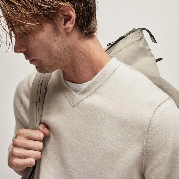 James Perse Sweaters Recycled Cashmere V Sweater Pearl 8211 Men