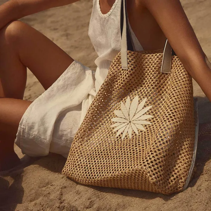James Perse Tote Bags Lotus Raffia Tote White Sand 8211 Women