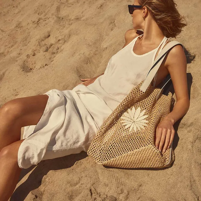 James Perse Tote Bags Lotus Raffia Tote White Sand 8211 Women