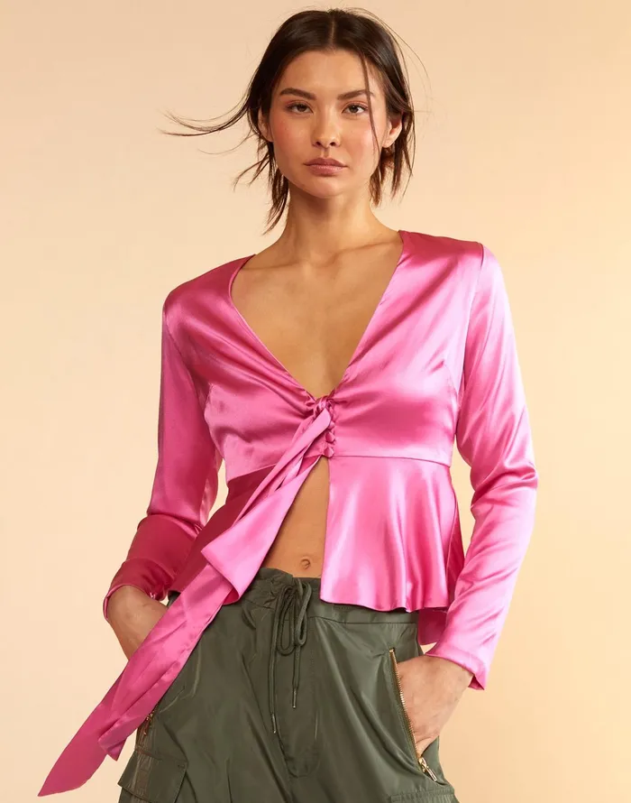 Jula Silk Blouse 8211 Pink Women Cynthia Rowley Tops