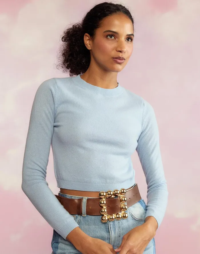 Kendal Cropped Sweater 8211 Blue Women Cynthia Rowley Tops