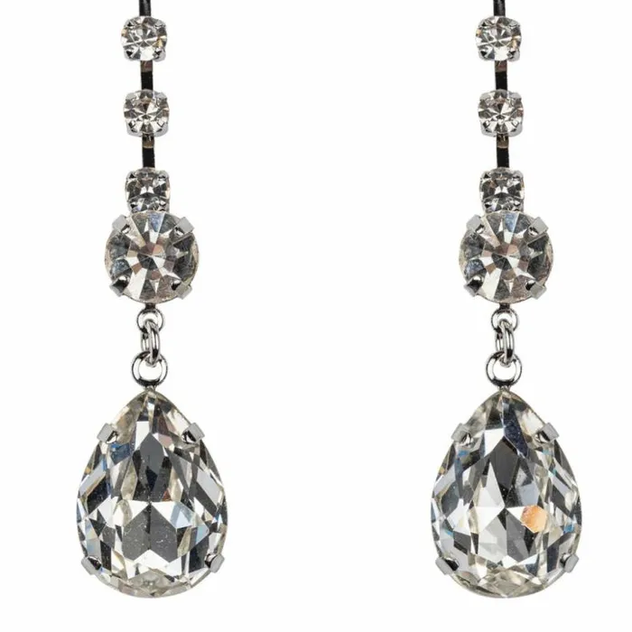 Kenneth Jay Lane Clear Crystal Earrings Women Crystal Teardrop Pierced Earrings