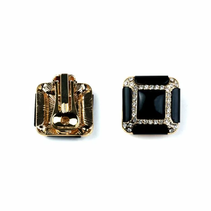 Kenneth Jay Lane Dark Color Earrings Women Black Square Clip Earrings