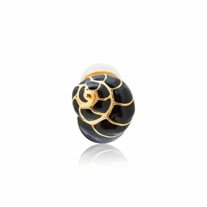 Kenneth Jay Lane Dark Color Earrings Women Gold And Black Shell Clip Earring Kenneth Jay Lane Dark Color Earrings Women Gold And Black Shell Clip Earring