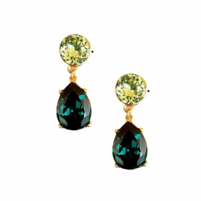 Kenneth Jay Lane Dark Color Gem Earrings Women Peridot and Emerald Teardrop Pierced Earring Kenneth Jay Lane Dark Color Gem Earrings Women Peridot and Emerald Teardrop Pierced Earring
