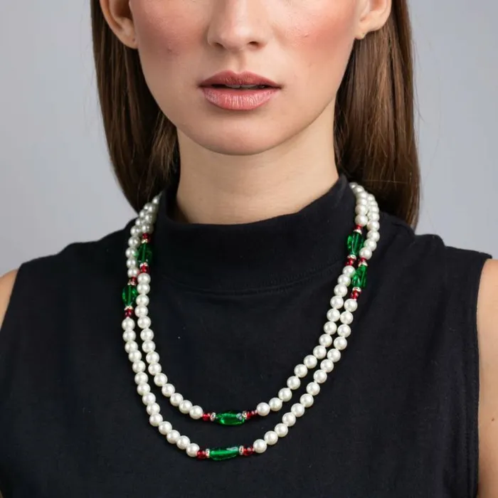 Kenneth Jay Lane Dark Color Gem Necklaces Women Pearl Emerald And Ruby Necklace Kenneth Jay Lane Dark Color Gem Necklaces Women Pearl Emerald And Ruby Necklace