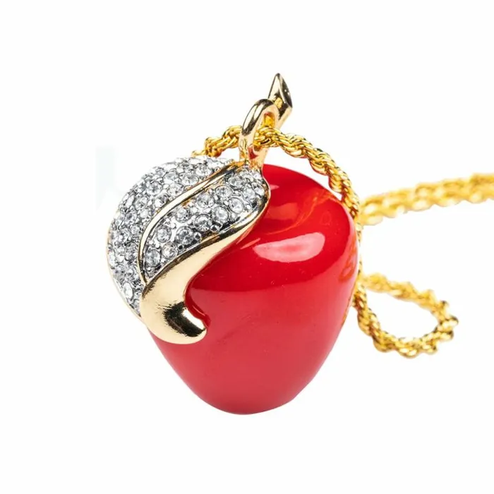 Kenneth Jay Lane Dark Color Necklaces Women Red Apple Pendant