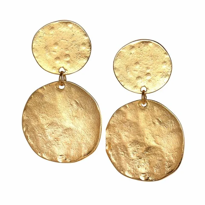Kenneth Jay Lane Metallic Finish Earrings Women Gold Double Coin Drop Pierced Earrings