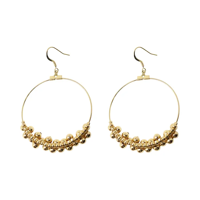 Kenneth Jay Lane Metallic Finish Earrings Women Polished Gold Circle Hoop Fishhook Earrings