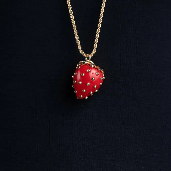 Kenneth Jay Lane Pendant Necklaces Women Red Strawberry Necklace Kenneth Jay Lane Pendant Necklaces Women Red Strawberry Necklace