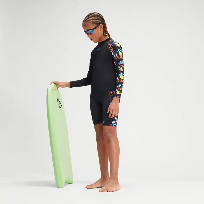 Kids Boy039s Rash Vests Speedo Boys039 Printed Long Sleeve Rash Top BlackBlue Kids Boy039s Rash Vests Speedo Boys039 Printed Long Sleeve Rash Top BlackBlue
