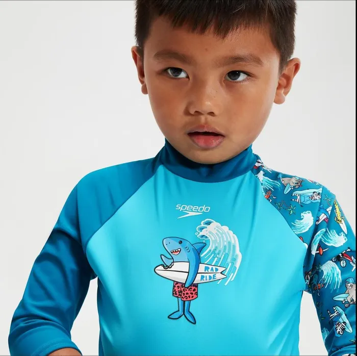 Kids Boy039s Rash Vests Speedo Infant Boys039 Long Sleeve Printed Rash Top Blue Kids Boy039s Rash Vests Speedo Infant Boys039 Long Sleeve Printed Rash Top Blue