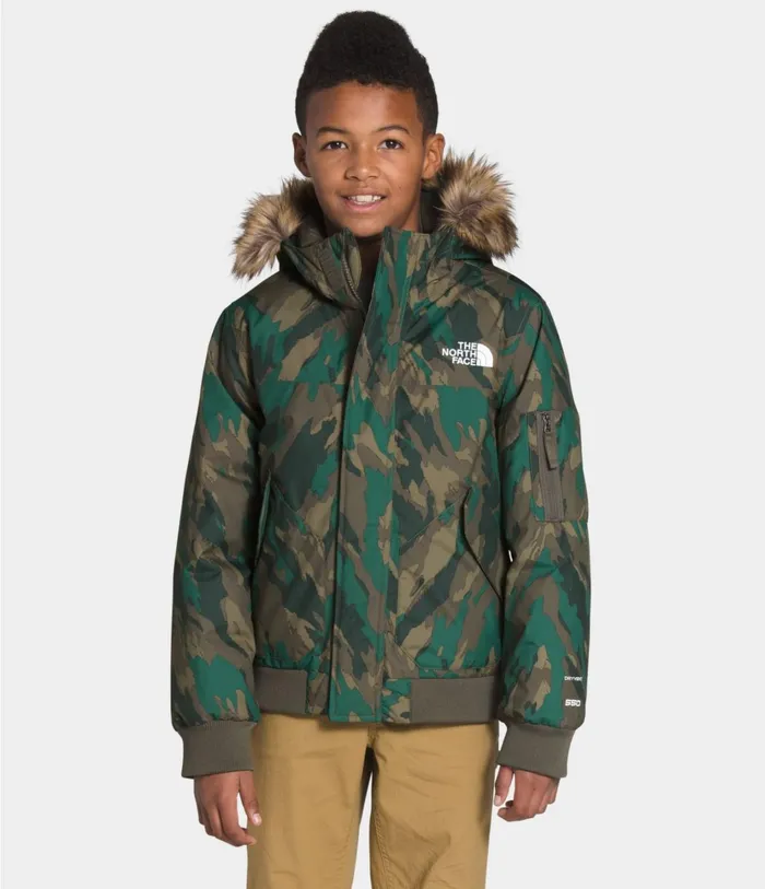 Kids Gotham Jacket Evergreen Mountain Camo Print The North Face Jackets and Vests Kids Gotham Jacket Evergreen Mountain Camo Print The North Face Jackets and Vests