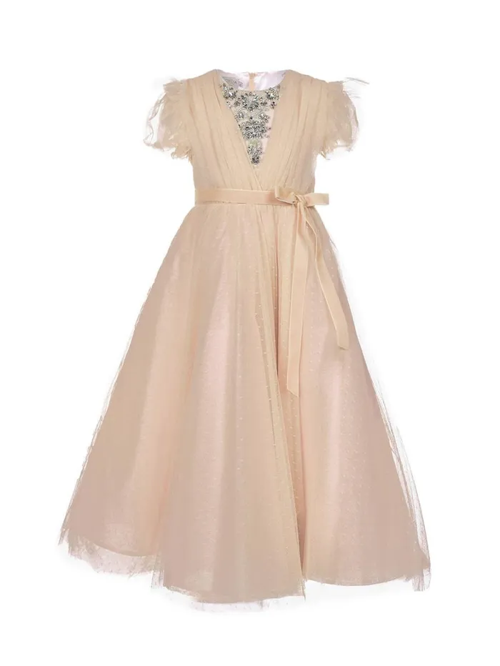 Kids Marchesa Gowns Embellished Plumentis Gown Beige Kids Marchesa Gowns Embellished Plumentis Gown Beige