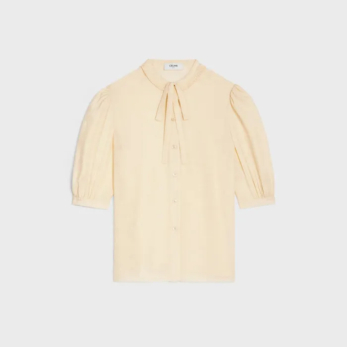 Lavallire Blouse In Silk Metal Blanc Women CELINE SHIRTS AND TOPS