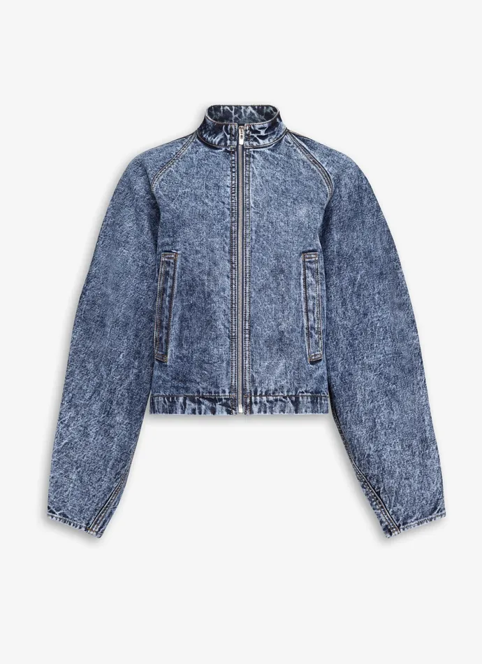 Light Blue ROUND RACING JACKET IN SNOW DENIM Women Alaa Denim