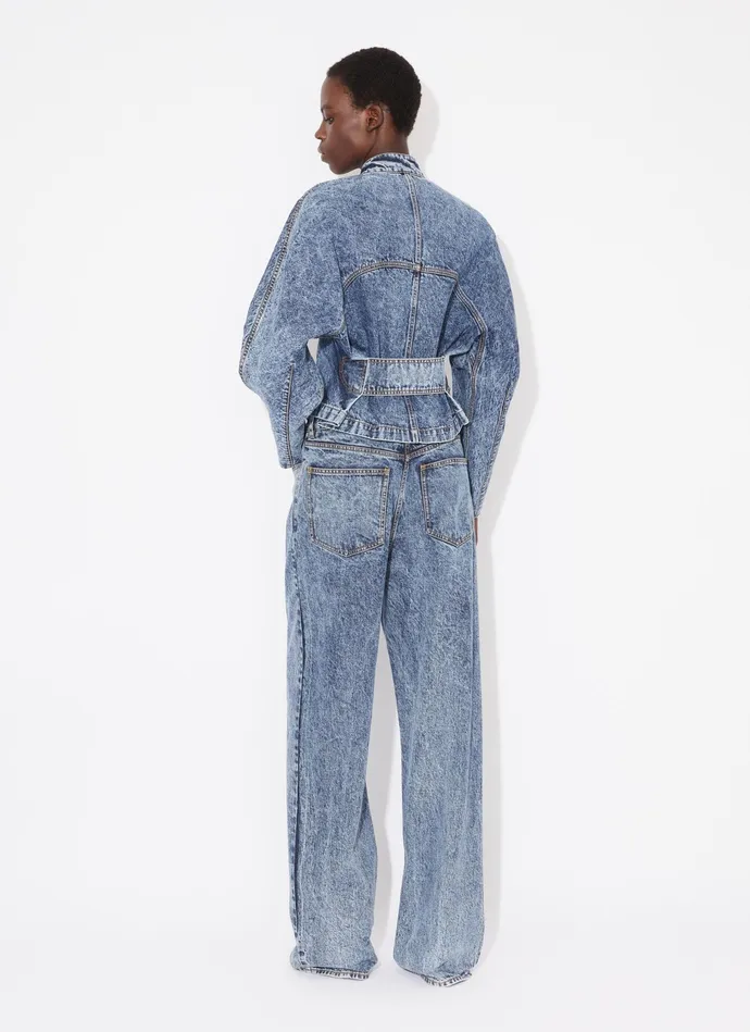 Light Blue ROUND RACING JACKET IN SNOW DENIM Women Alaa Denim