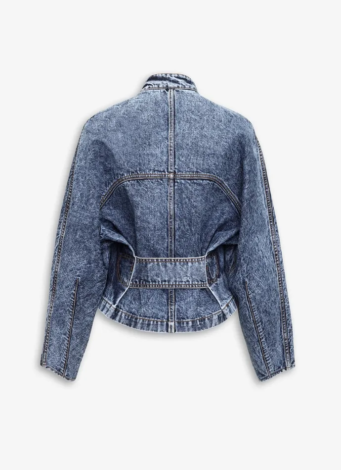 Light Blue ROUND RACING JACKET IN SNOW DENIM Women Alaa Denim