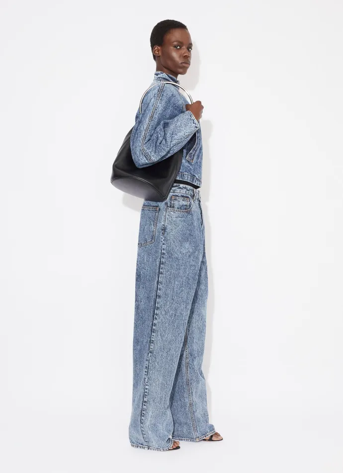 Light Blue ROUND RACING JACKET IN SNOW DENIM Women Alaa Denim