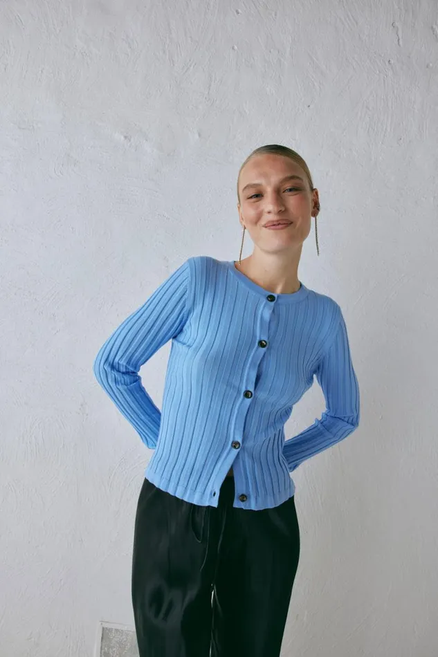 Long Sleeve Women VRG GRL Hattie Knit Top Blue