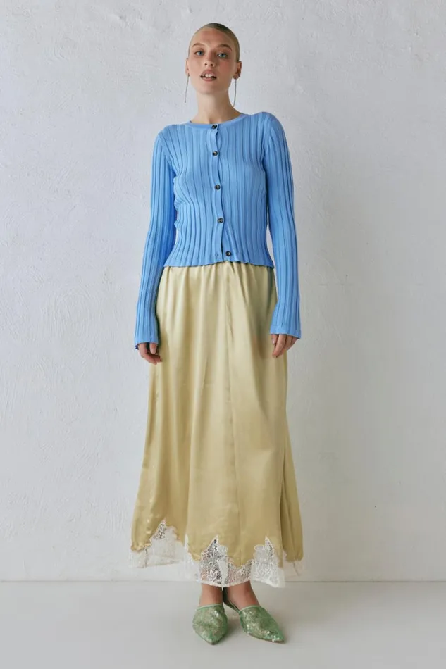 Long Sleeve Women VRG GRL Hattie Knit Top Blue