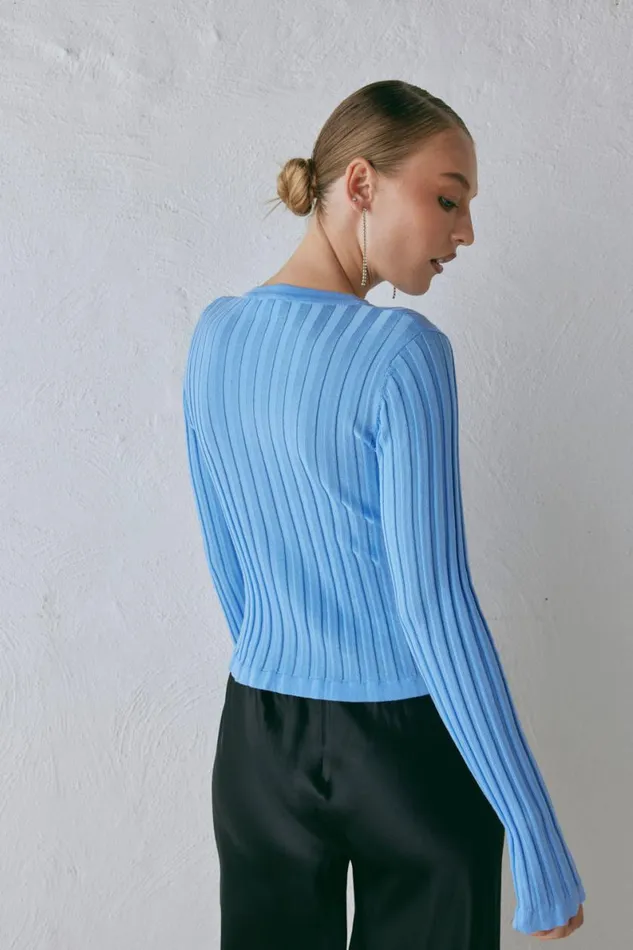 Long Sleeve Women VRG GRL Hattie Knit Top Blue