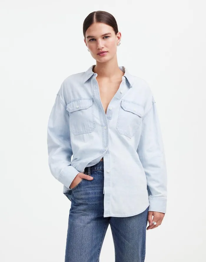 Madewell Alexa Chung For Madewell Oversized Denim Shirt In Dunklin Wash Dunklin Wash Women Tops and Shirts