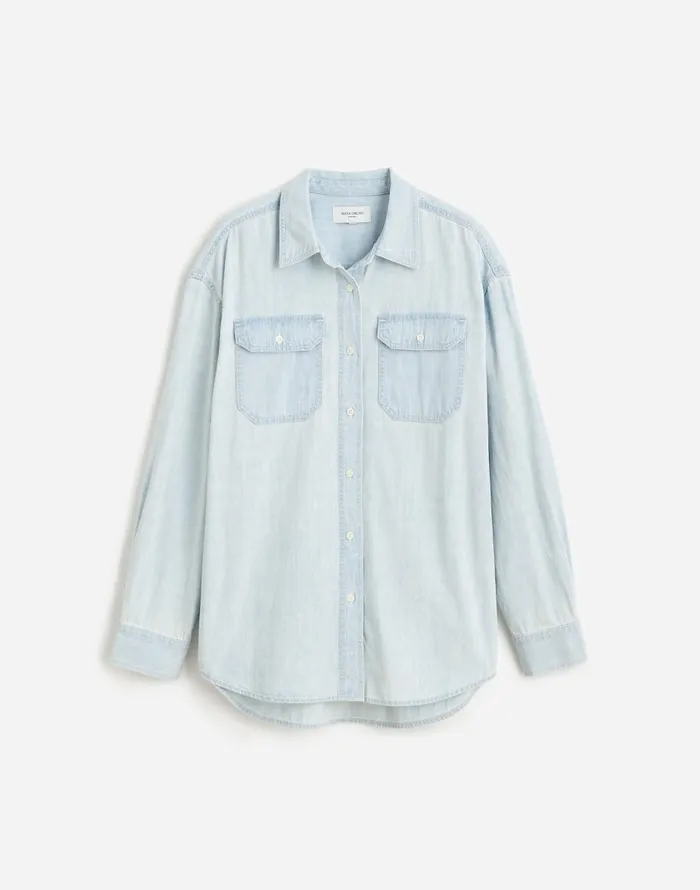 Madewell Alexa Chung For Madewell Oversized Denim Shirt In Dunklin Wash Dunklin Wash Women Tops and Shirts