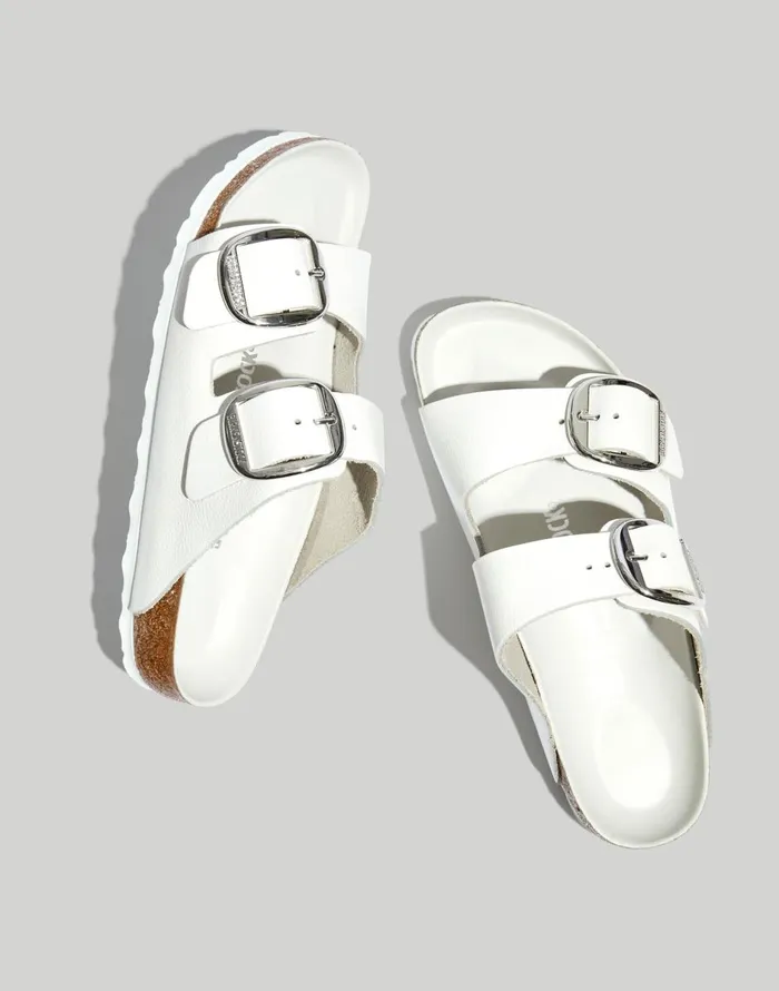 Madewell Birkenstock Big Buckle Arizona Sandals White Leather Women Sandals