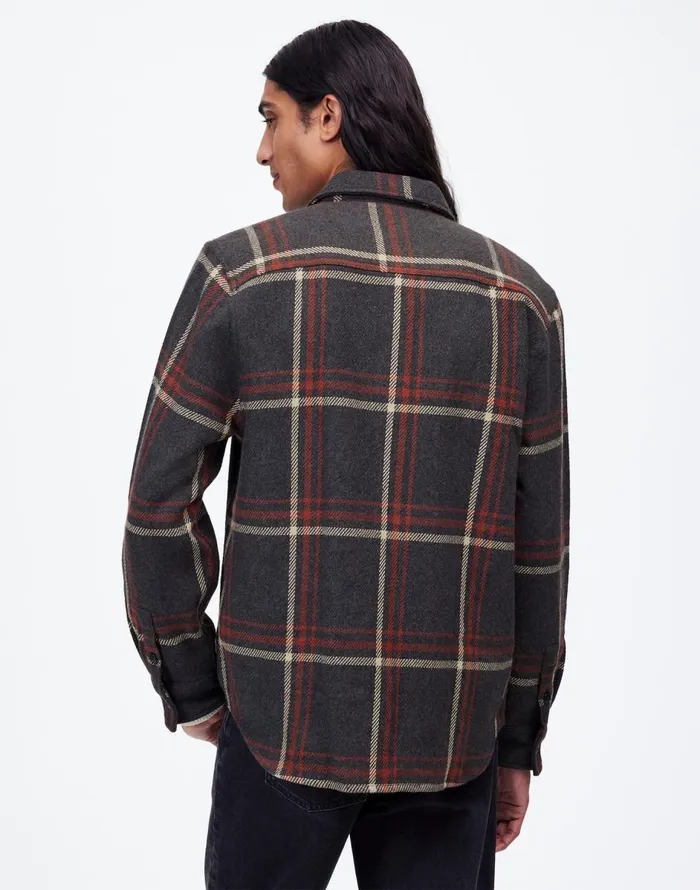 Madewell Brushed Easy ShirtJacket In Italian Fabric Cool Obsidian Heather Men Shirts