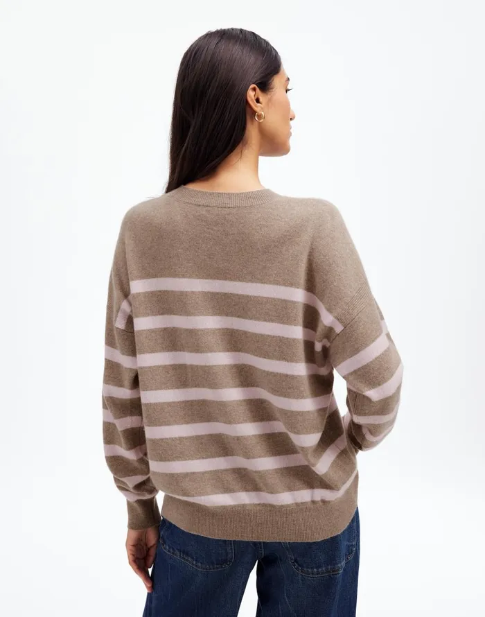 Madewell Cashmere Relaxed Crewneck Sweater Hthr Mink Stripe Women Sweaters