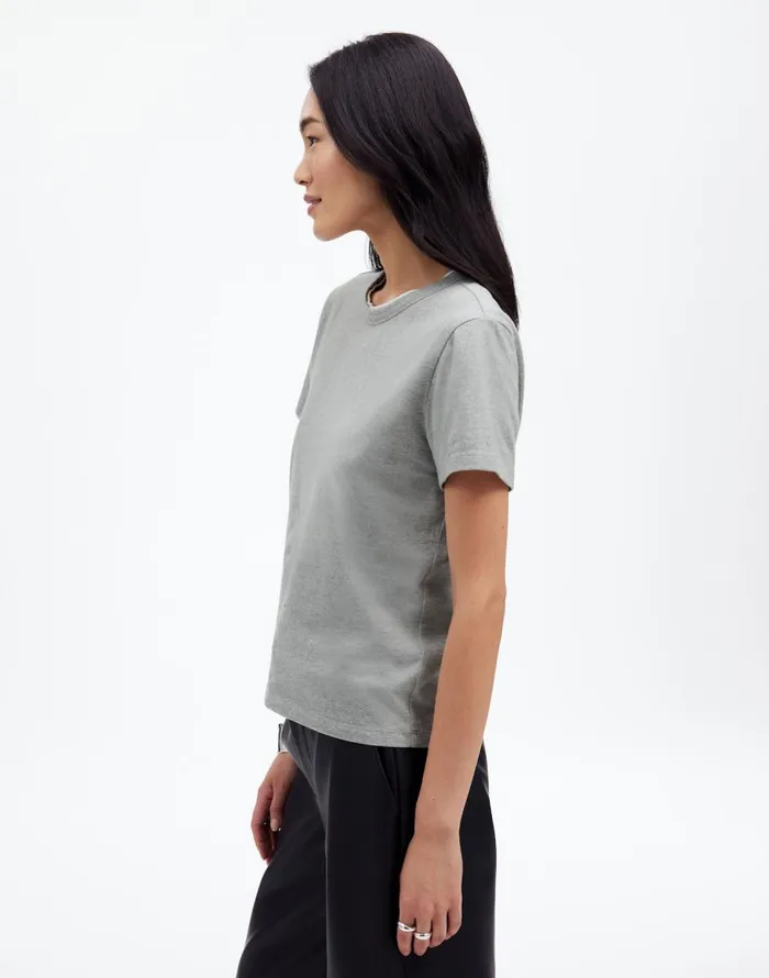 Madewell Cotton Perfect Crewneck Tee Hthr Ash Grey Women Tees