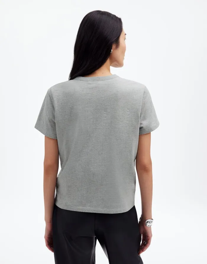 Madewell Cotton Perfect Crewneck Tee Hthr Ash Grey Women Tees