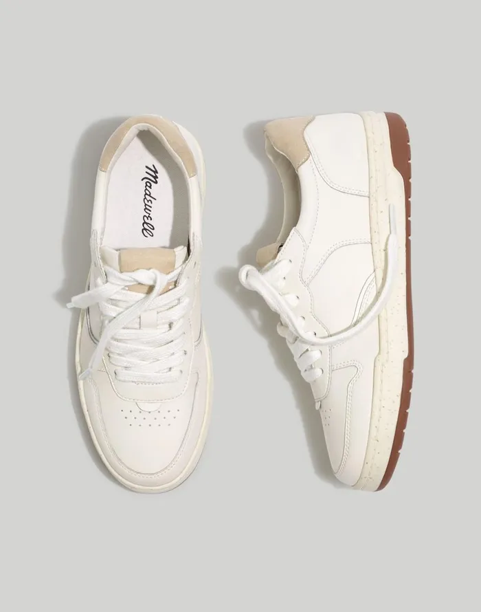 Madewell Court Sneakers In White Leather Ivory Multi Women Sneakers