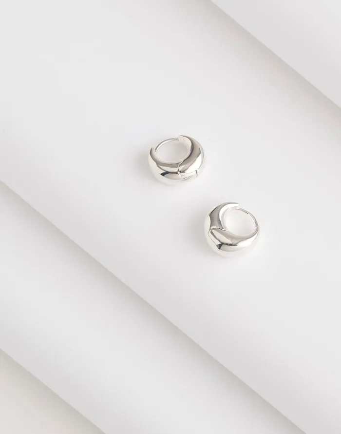 Madewell DemiFine Puffy Hoop Earrings Sterling Silver Women Jewelry