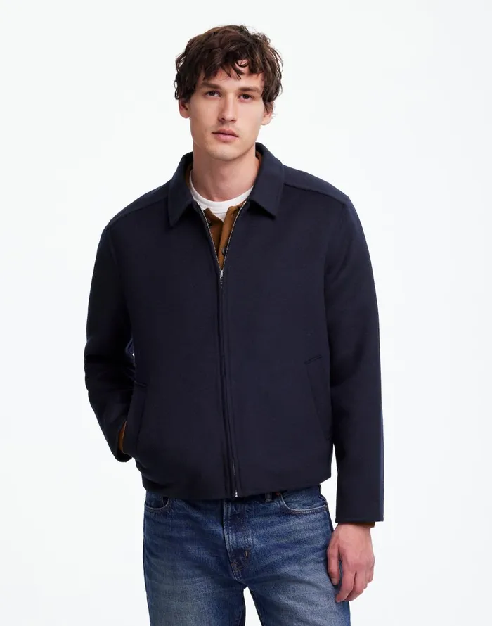 Madewell DoubleFaced Wool ZipFront Jacket Dark Navy Men Coats Jackets