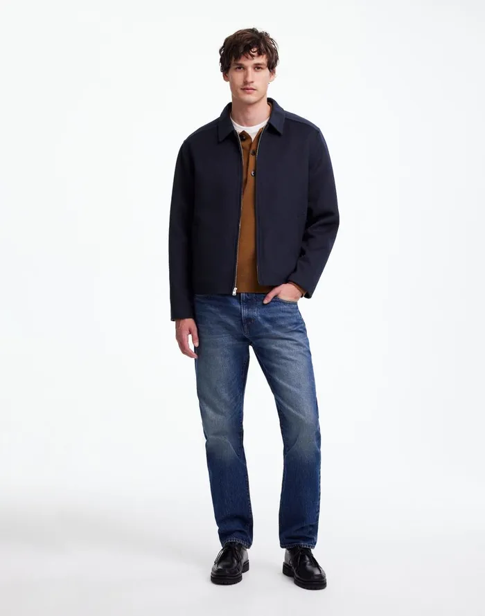 Madewell DoubleFaced Wool ZipFront Jacket Dark Navy Men Coats Jackets